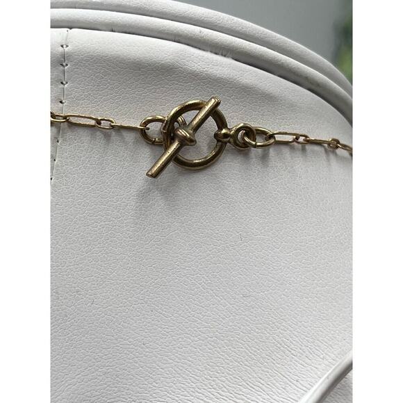 Catherine Popesco Cream Enamel Gray Swarovski Cryst Pendant Gold Plate Necklace - Picture 8 of 12